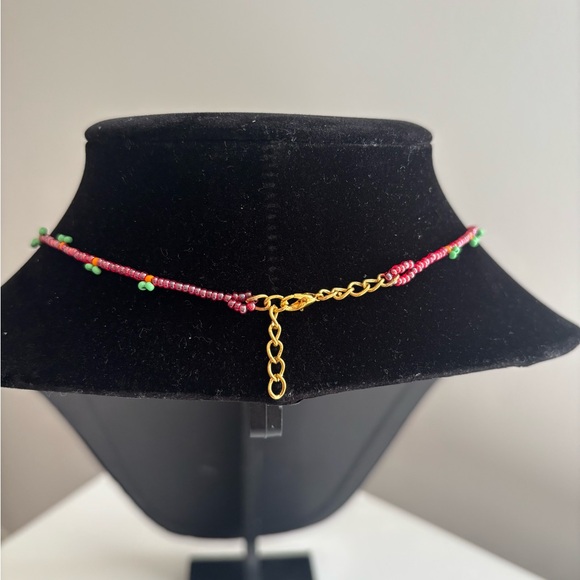 Handmade Pink Beaded Necklace with Green Accent Beads - Picture 6 of 7